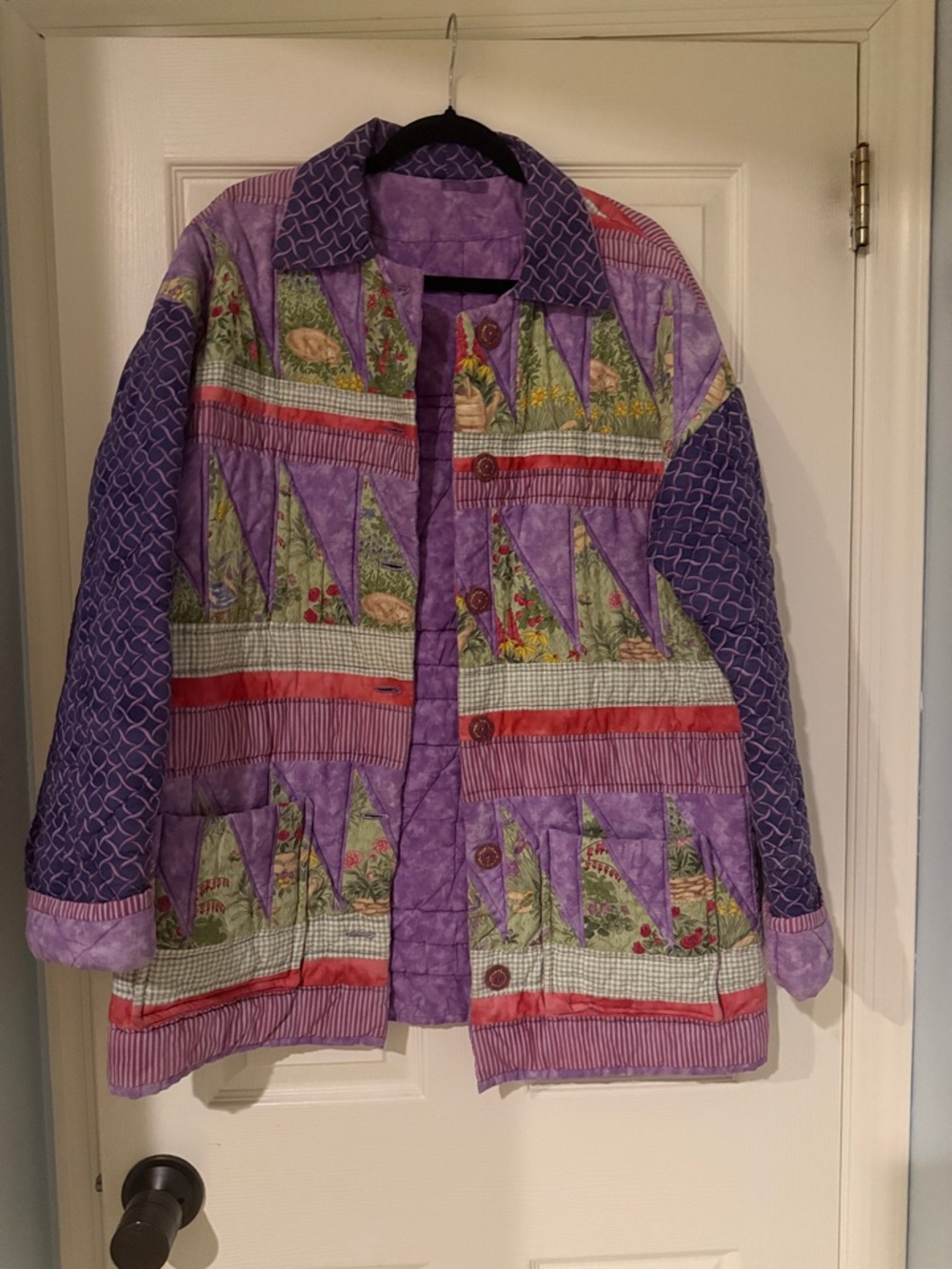 Quilted Patchwork Jacket in Lavender and Purple
Cowichan cottage core country